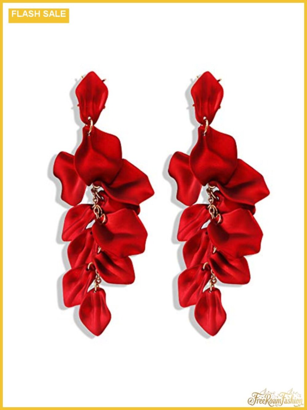 Long Acrylic Rose Petal Dangle Earrings Exaggerated Flower Drop Statement